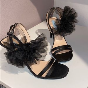 Black Tule Accent Heels